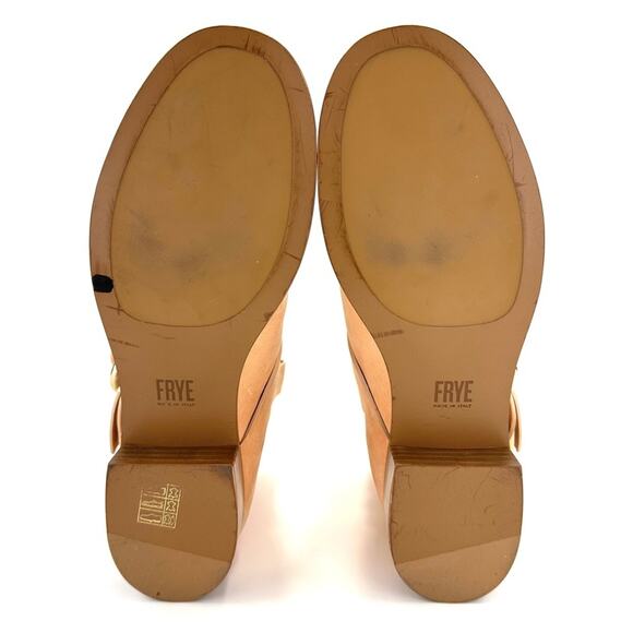 Frye Ricki Ring Strap Vintage Tan Moto Boot Sz 8.5 Leather Block Heel Bootie New - Picture 8 of 15